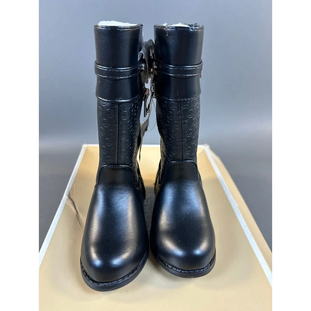 Michael Kors Emma Rachel Black Monogram Kids Tall Boots Size 7 Toddler MP103221A
